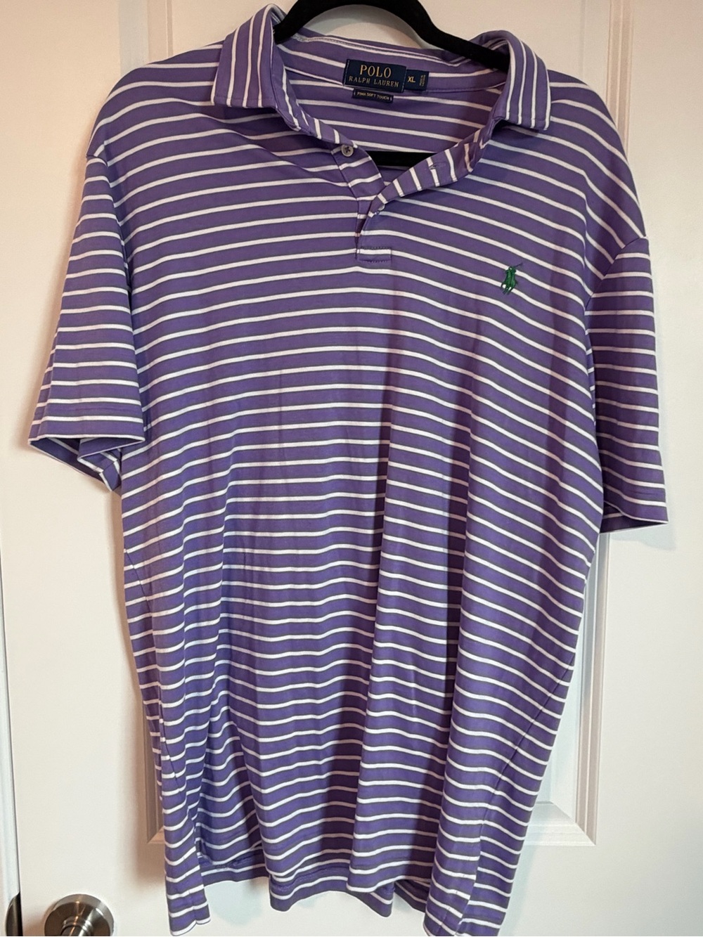 Ralph Lauren Purple and White Striped Polo Shirt